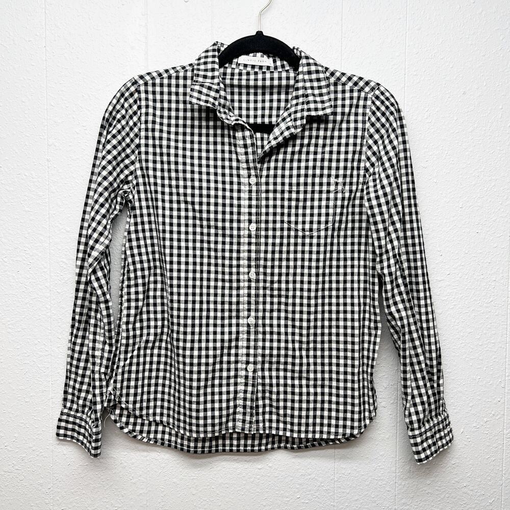 Lowrys Farm Gingham Print Shirt Womens Small Cotton Western Cowgirl Barn Farm